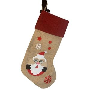 Santa Claus Christmas Stocking Unbranded Burgundy Gold Snowflakes 18 Inches New